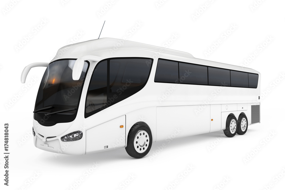 Aufkleber big white coach tour bus with blank surface for yours design. 3d rendering