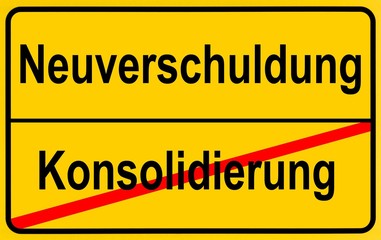 Obraz premium Sign city limits, symbolic image for the conflict between new debts and consolidation