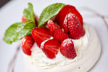 meringue dessert with fresh berries