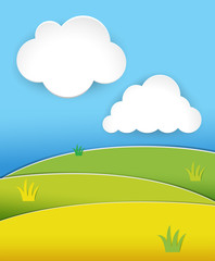 Green hills at daytime with blue sky