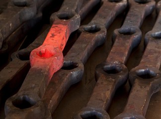 Glowing workpiece in a forge, Berlin, Germany, Europe