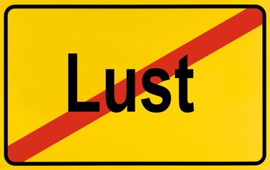Sign city limits, symbolic image for the end of desire