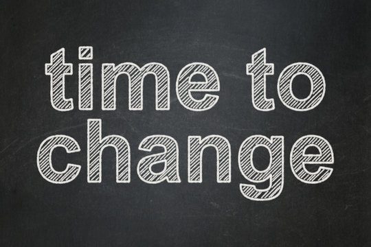 Timeline concept: Time to Change on chalkboard background