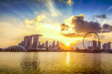 SINGAPORE CITY, SINGAPORE: Sep 29,2017: Singapore Skyline. Singapore`s business district, marina...