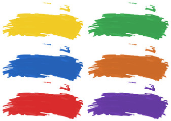 Brush strokes in six color of acrylic paints
