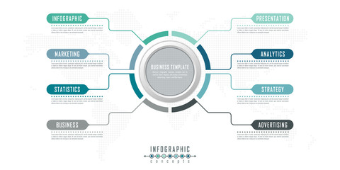 Abstract infographic timeline business template with options, parts, steps or processes. Vector infographic illustration can be used for chart, diagram, web design, presentation, workflow layout