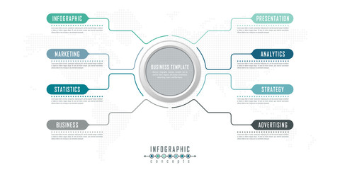 Abstract infographic timeline business template with options, parts, steps or processes. Vector infographic illustration can be used for chart, diagram, web design, presentation, workflow layout
