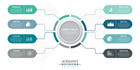 Abstract infographic timeline business template with options, parts, steps or processes. Vector infographic illustration can be used for chart, diagram, web design, presentation, workflow layout