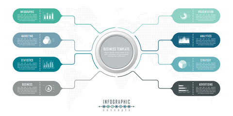 Abstract infographic timeline business template with options, parts, steps or processes. Vector infographic illustration can be used for chart, diagram, web design, presentation, workflow layout
