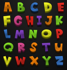 Font design for english alphabets in many colors