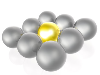 Yellow and grey spheres