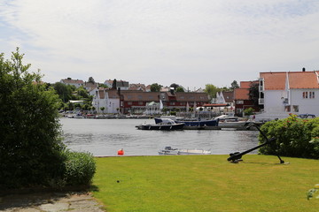 A calm summers day in Marina Kristiansand Lillesand, Norway