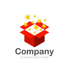 Gift and box surprise logo design template