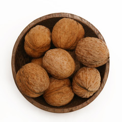 Walnuts in a wooden bowl