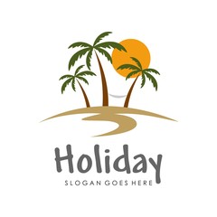 Tropical island, holiday and traveling logo design