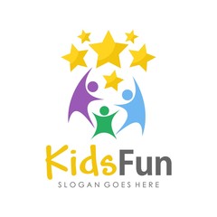 Fototapeta na wymiar Kids fun and child logo design template