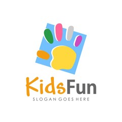 Fototapeta premium Kids fun and child logo design template