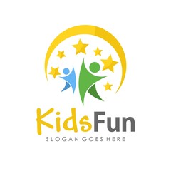 Kids fun and child logo design template