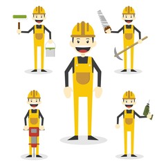 Construction worker character design illustration 