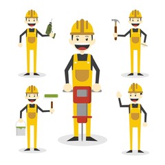 Construction worker character design illustration 