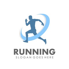 Running and marathon logo design template
