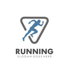 Running and marathon logo design template