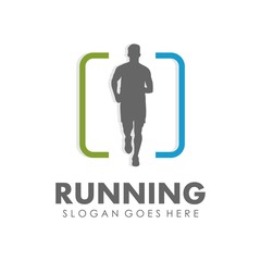 Running and marathon logo design template