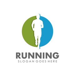 Running and marathon logo design template