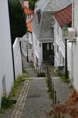 street of Bergen with Wooden houses, Norway