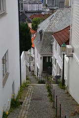 street of Bergen with Wooden houses, Norway