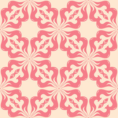 Fototapeta premium Red floral seamless pattern on beige background