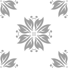 Gray floral seamless design on white background