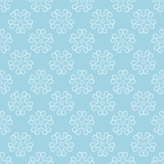 White floral seamless pattern on blue background