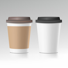 Coffee Cup Vector. Take Away Cafe Coffee Cup Mockup. Isolated Illustration