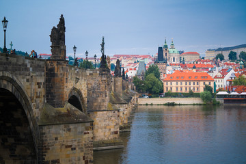 Fototapeta premium The beautiful landscape of the old town, Prague Castle and Hradcany in Prague, Czech Republic.