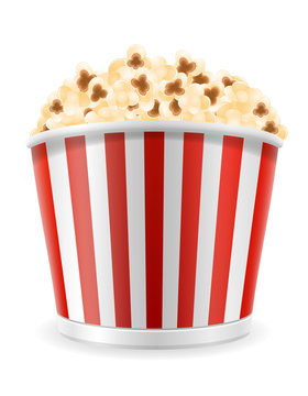 popcorn in striped cardboard package stock vector illustration