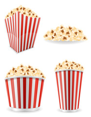 popcorn in striped cardboard package stock vector illustration