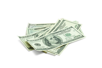 A group of banknotes isolated on white background with clipping path.