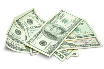 A group of banknotes isolated on white background with clipping path.