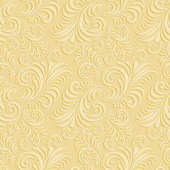Volumetric seamless floral pattern background.