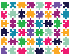 Illustration of separate pieces of colorful puzzle