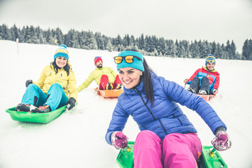 Skiers on winter holiday