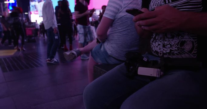 Anti social man plays with phone - New York city september 12 2017