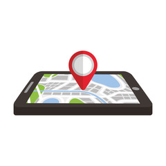 navigation gps device and city map with pins technology and traveling concept vector illustration