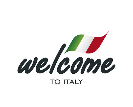 Welcome to Italy flag sign logo icon