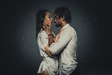 Couple under the rain