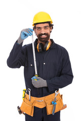 Smiling beard worker