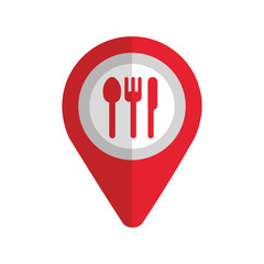 Fototapeta premium map pin pointer with cafe or restaurant sign icon vector illustration