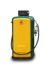 Antique gas pump isolated on wood