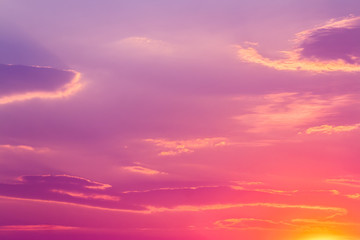 colorful dramatic sky with cloud at sunset